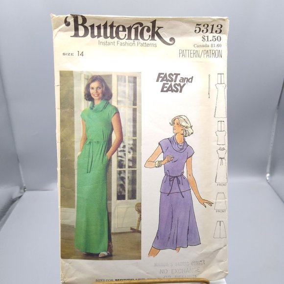 Vintage Sewing PATTERN Butterick 5313, Misses 1978 Top Dress and Skirt with Pock - Picture 1 of 2
